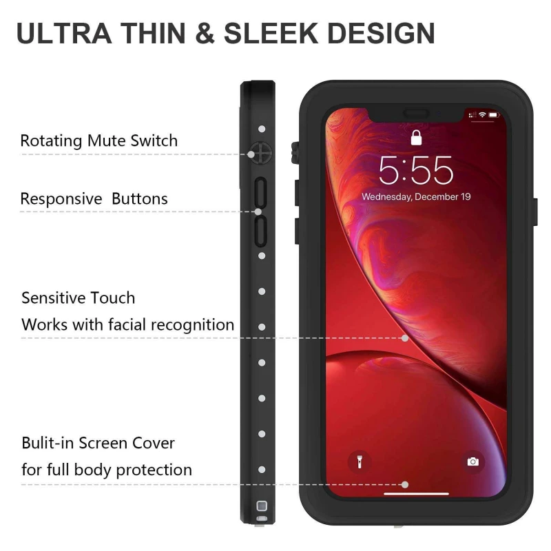 Shellbox водонепроникний чохол на Apple iPhone XR (6.1") – Чорний. Фото 2 з 6