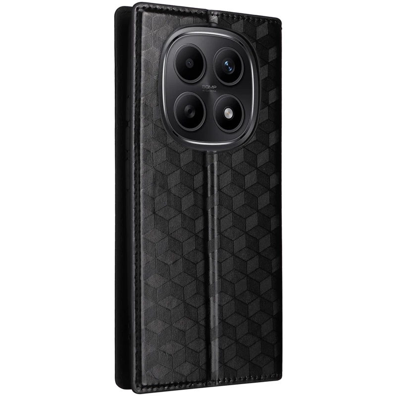 Кожаный чехол-книжка Rhombus Book для Xiaomi Redmi Note 15 4G/5G (EU) – Black. Фото 2 из 7