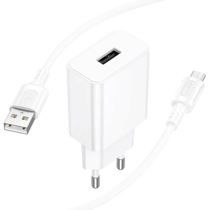 МЗП Borofone BA110A Lemi 7.5W (1USB-A) + кабель USB to MicroUSB – White. Фото 5 з 6