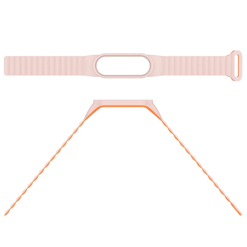Ремінець Dual-color Magnetic для Xiaomi Mi Band 9/8 – Light Pink / Orange. Фото 8 з 8