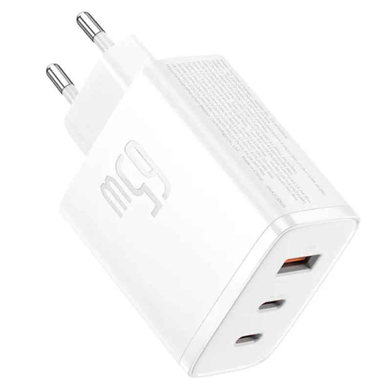 МЗП Baseus Cube Pro Fast Charger PD65W (1USB-A/2C) (P10111404) – Moon White. Фото 1 з 5