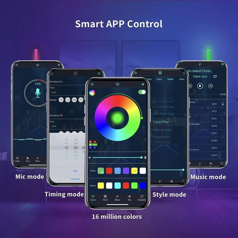 Настінний світильник Lines SAL-013B Bluetooth USB interface with app (8+4 pcs) – White. Фото 6 з 8