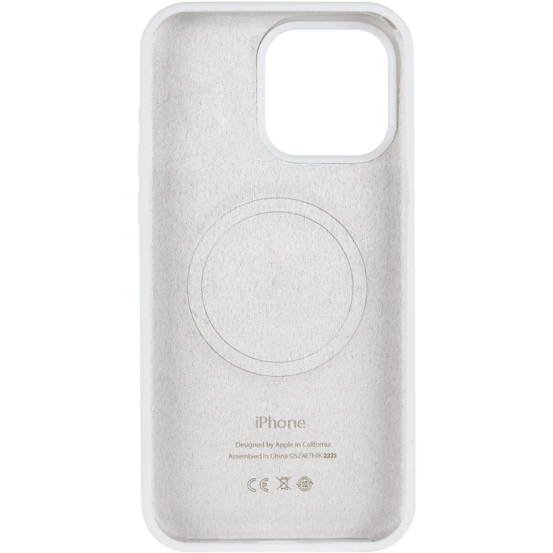 Чехол Silicone Case (AA) Logo with MagSafe для Apple iPhone 16 – Белый / White. Фото 4 из 6
