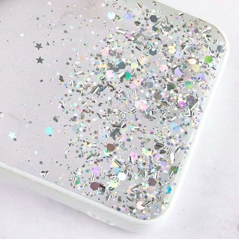 Чохол з блискітками та захистом камери на Xiaomi Redmi 9A – Білий. Фото 3 з 3