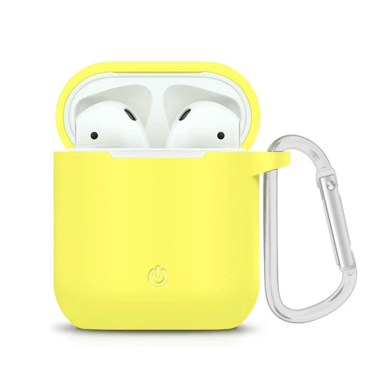 

Силиконовый футляр с карабином для наушников AirPods (Желтый / Bright Yellow), Жовтий / bright yellow