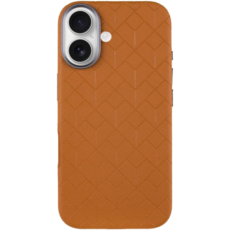 Шкіряний чохол з візерунком та MagSafe на Apple iPhone 16 – Orange. Фото 4 з 10