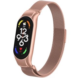 Ремінець Milanese Loop Design для Xiaomi Mi Band 7 — Rose Pink