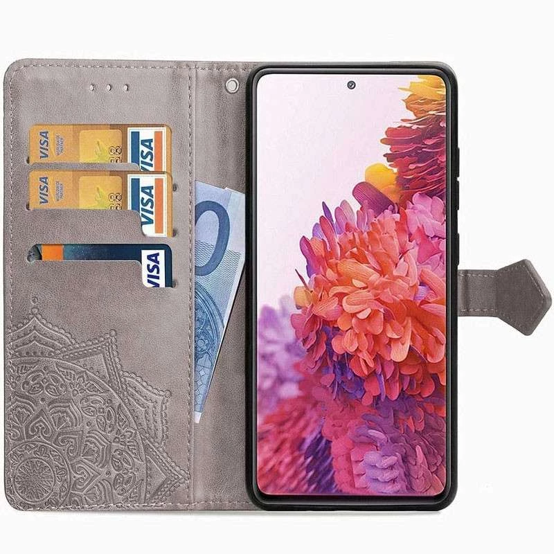 Шкіряний чохол-книжка Art Case з візитницею для Samsung Galaxy S20 FE – Сірий. Фото 2 з 6