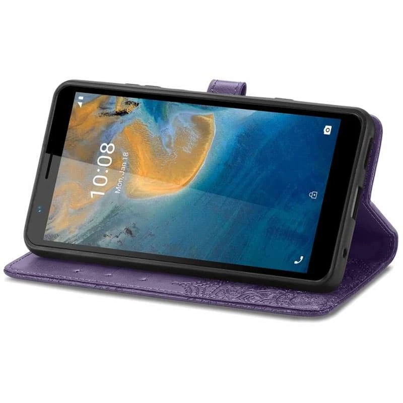 Шкіряний чохол-книжка Art Case з візитницею для ZTE Blade A31 – Фіолетовий. Фото 4 з 4