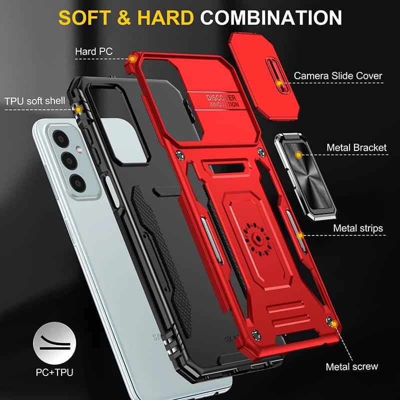 Ударопрочный чехол Square Ring c шторкой на камеру для Samsung Galaxy M13 4G – Красный / Red. Фото 7 Ударопрочный чехол Square Ring c шторкой на камеру для Samsung Galaxy M13 4G – Красный / Red. Фото 7 из 7