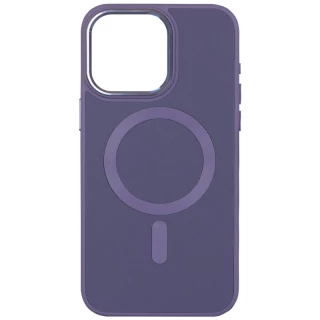 Шкіряний чохол Bonbon з металевими кнопками та MagSafe на Apple iPhone 15 (6.1") — Сірий / Lavender