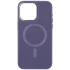 Кожаный чехол Bonbon с металлическими кнопками и MagSafe на Apple iPhone 15 (6.1") – Серый / Lavender. Фото 1 из 6