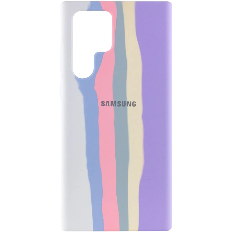 

Чохол Silicone Case Райдуга з закритим низом на Samsung Galaxy S22 Ultra (Білий / Бузковий)