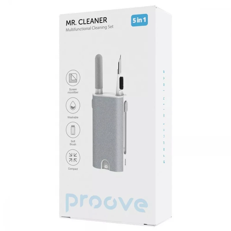 Багатофункціональний набір для чистки гаджетів Proove Mr. Cleaner 5in1 – White. Фото 2 з 6