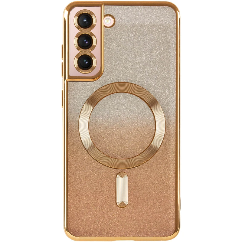 Чохол з блискітками, захисними лінзами на камеру та MagSafe на Samsung Galaxy S21 FE – Золотий / Gold. Фото 5 з 11