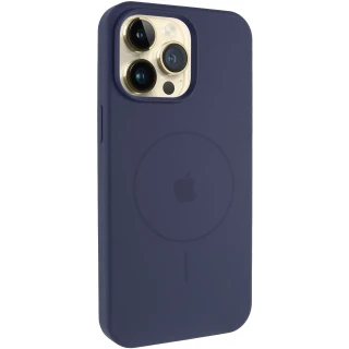 Чохол Silicone Case Full Protective (AA) V2 with MagSafe для Apple iPhone 16e (6.1") — Темно-синій / Midnight blue