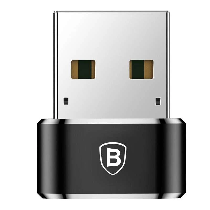 Переходник Baseus USB Male To Type-C Female Adapter Converter 3A – Черный. Фото 3 из 6