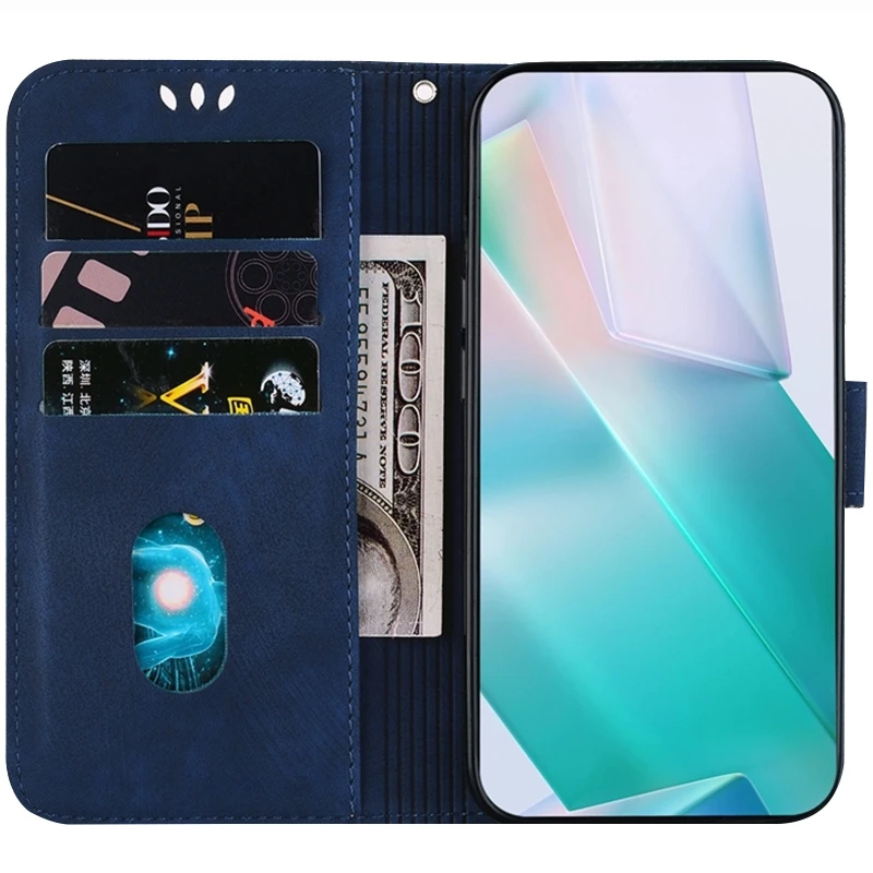 Кожаный чехол-книжка Cute Tiger для Xiaomi Redmi 15 (EU) – Dark Blue. Фото 3 из 4