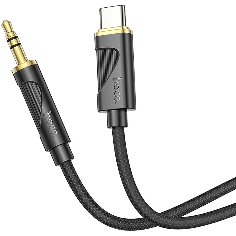 Аудіо кабель Aux Hoco UPA30 Friend (Type-C to AUX 3.5mm) (1m) – Black. Фото 3 з 4