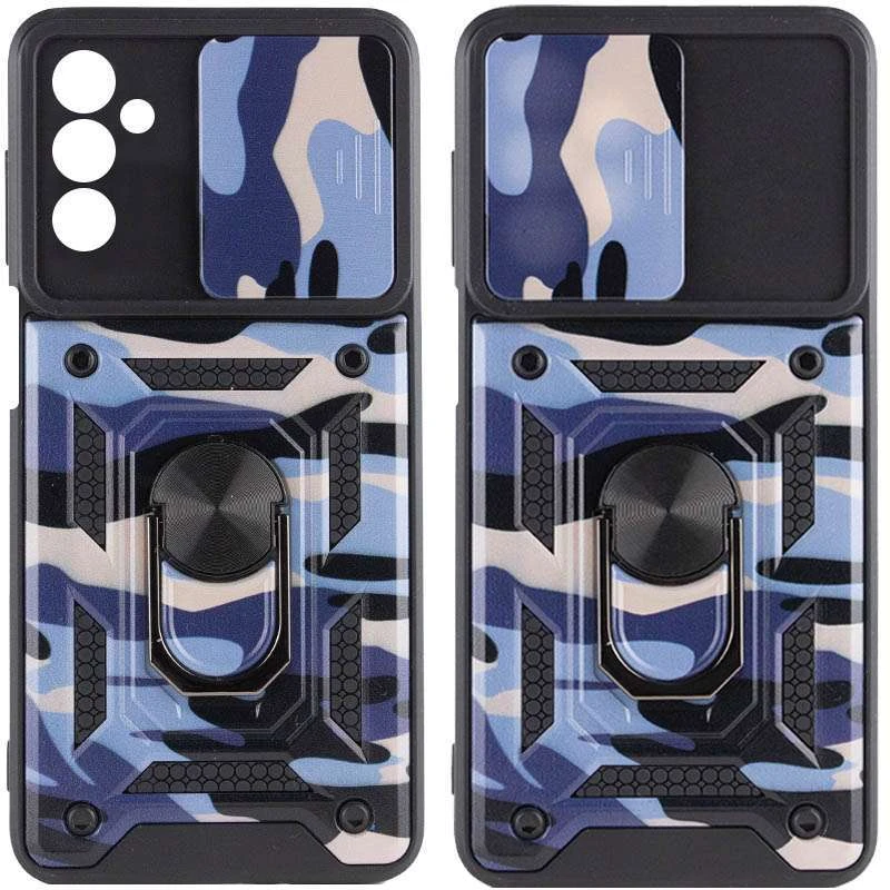 Ударостойкий чехол камуфляж Serge Ring со шторкой для камеры для Samsung Galaxy M13 4G – Фиолетовый / Army Purple. Фото 1 из 5