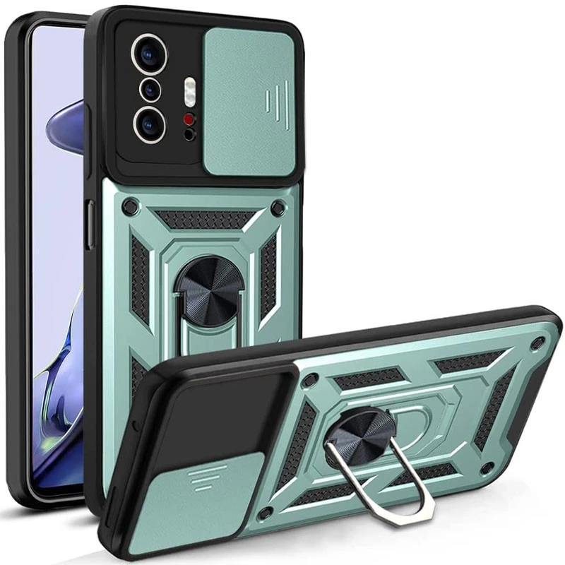 Удароміцний чохол Ummi Camshield Serge Ring (in box) для Xiaomi 11T / 11T Pro – Зелений / Green. Фото 1 з 1