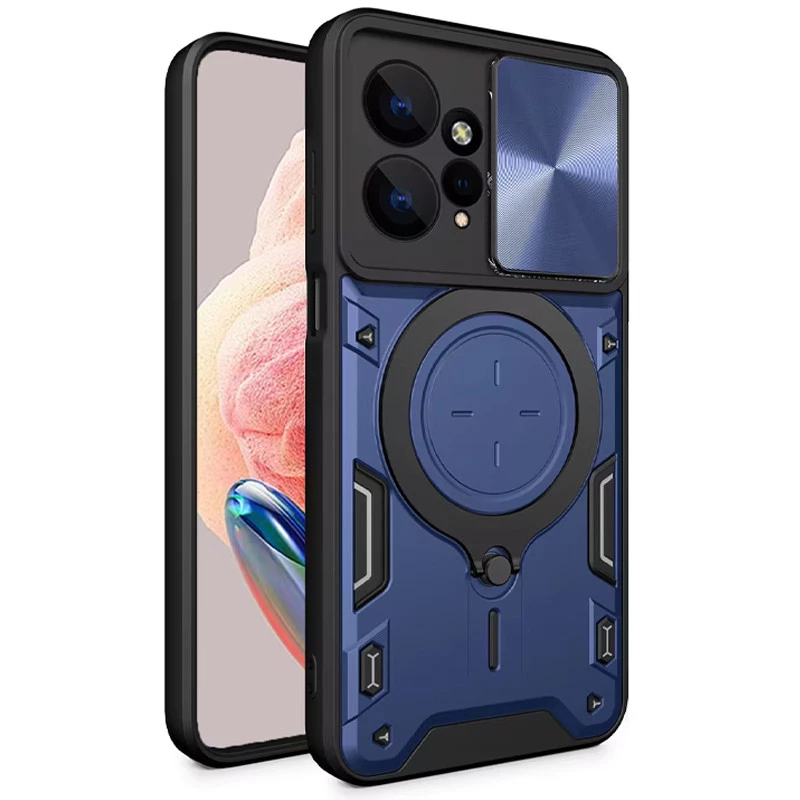 Ударостійкий чохол Bracket Ringstand із захисною шторкою для камери на Xiaomi Redmi Note 12 4G – Blue. Фото 2 з 4
