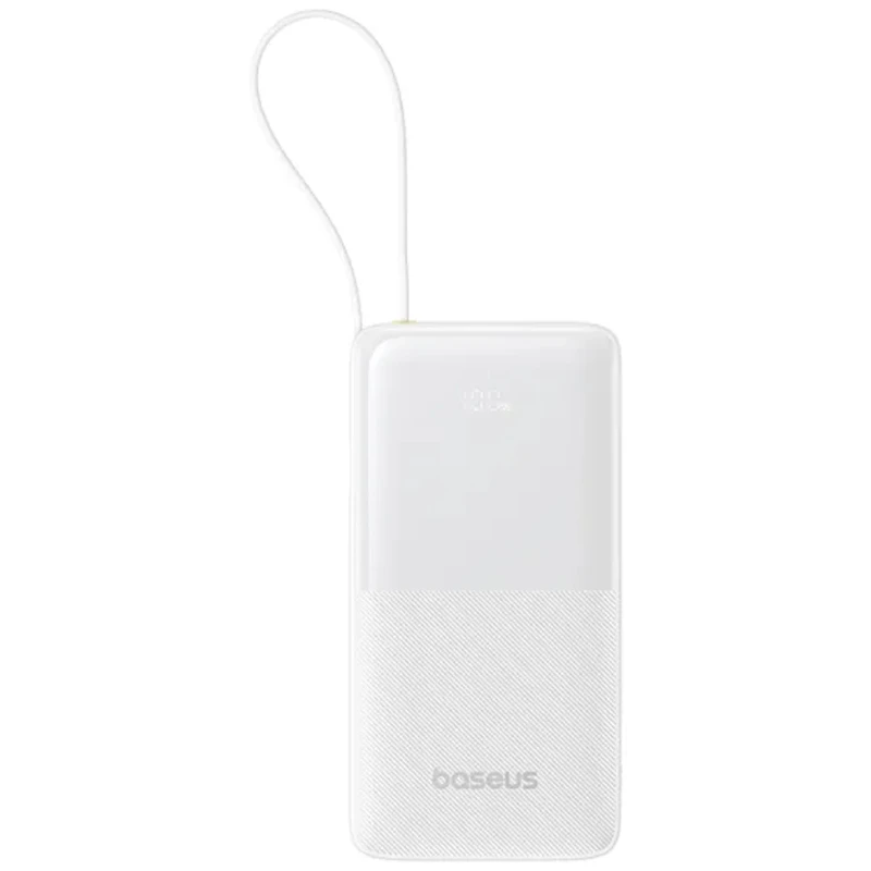 Портативное ЗУ Power Bank Baseus Bipow 2 Digital Display PD20W with cable 10000 mAh (P10077101113) – Moon White. Фото 1 из 6