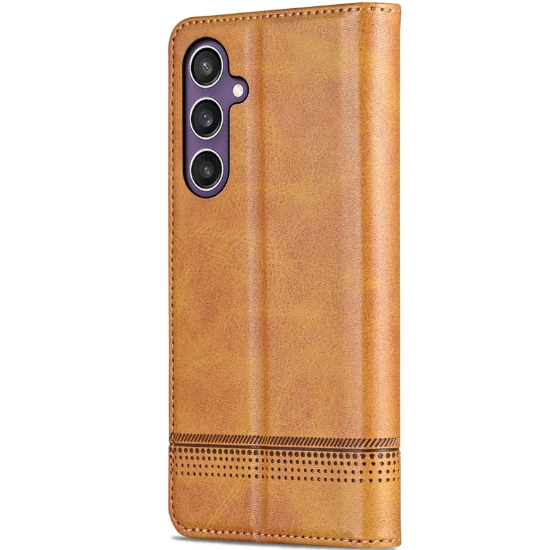 Кожаный чехол-книжка AZNS Classic series для Samsung Galaxy A36 5G – Light Brown. Фото 2 из 4