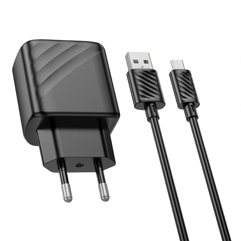 МЗП Hoco CS21A Rich QC3.0 18W (1USB-A) + кабель USB to MicroUSB – Black. Фото 5 з 7
