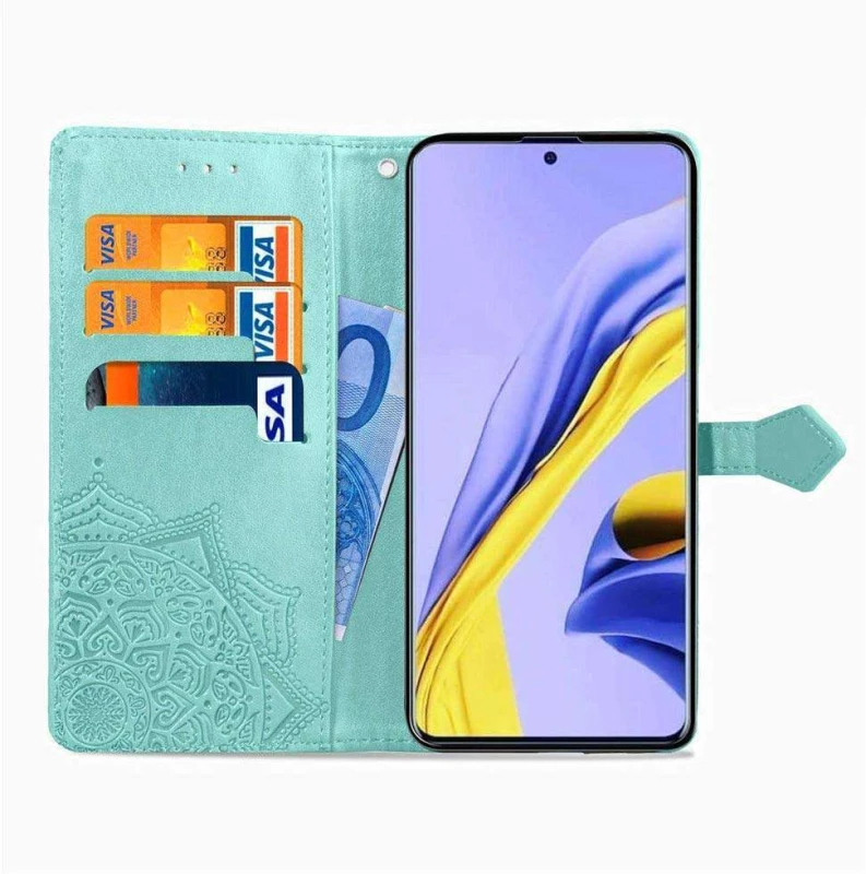 Шкіряний чохол-книжка Art Case з візитницею для Samsung Galaxy A51 – Бірюзовий. Фото 4 з 6