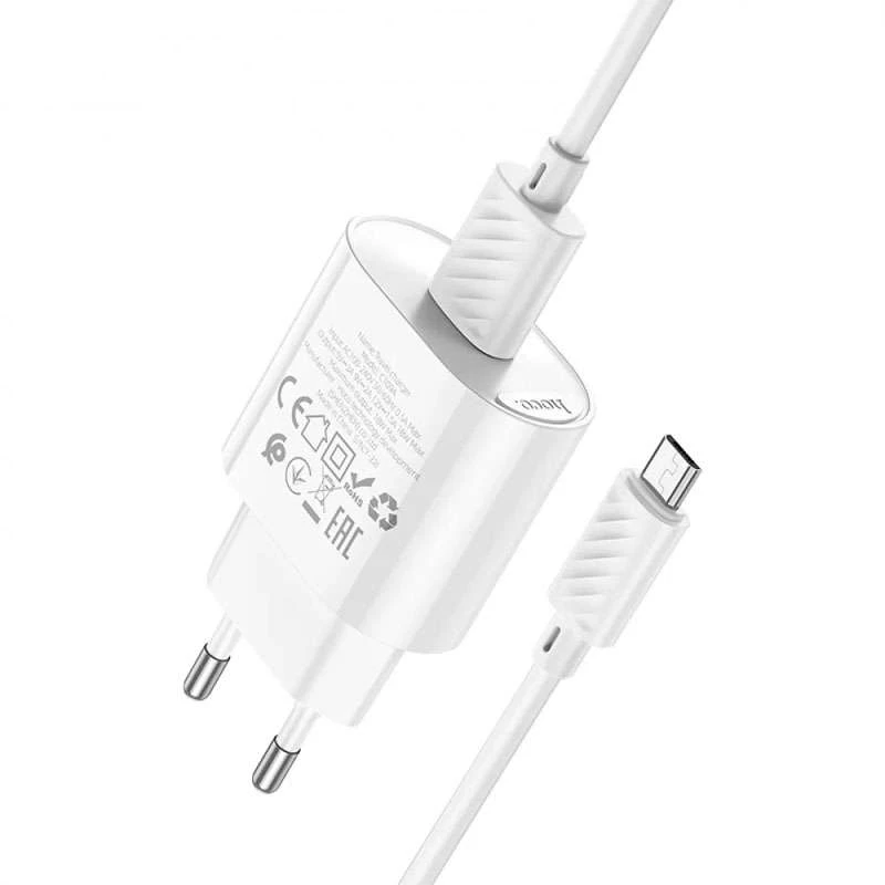 СЗУ HOCO C109A Fighter QC3.0 + MicroUSB – White. Фото 2 из 7