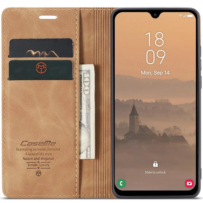 Шкіряний чохол-книжка CaseMe Velvet Nubuck для Samsung Galaxy A26 5G – Brown. Фото 2 з 4