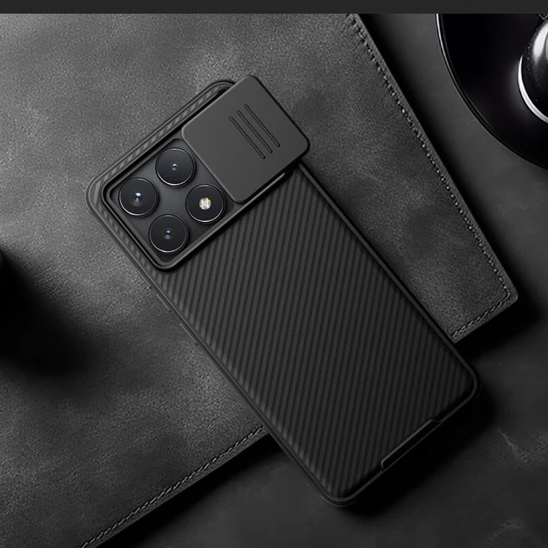 Карбоновая накладка Nillkin Pro со шторкой для камеры для Xiaomi Redmi K70 / K70 Pro – Black. Фото 7 из 8
