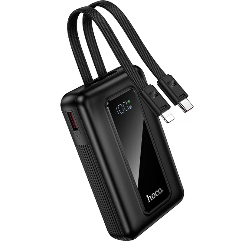 Портативний ЗП Power Bank Hoco J162A Full power 22.5W+PD20W with 2 cables 20000 mAh – Black. Фото 1 з 6