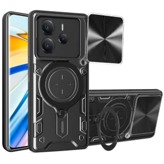 Ударопрочный чехол Bracket Ringstand с защитной шторкой для камеры для Xiaomi Redmi Note 14 5G фото 1 из 7