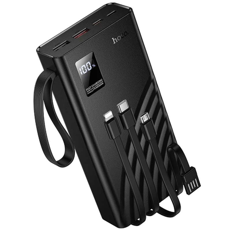 Портативний ЗП Power Bank Hoco J155 Shine 22.5W+PD20W with 4 cables 20000 mAh – Black. Фото 2 з 6