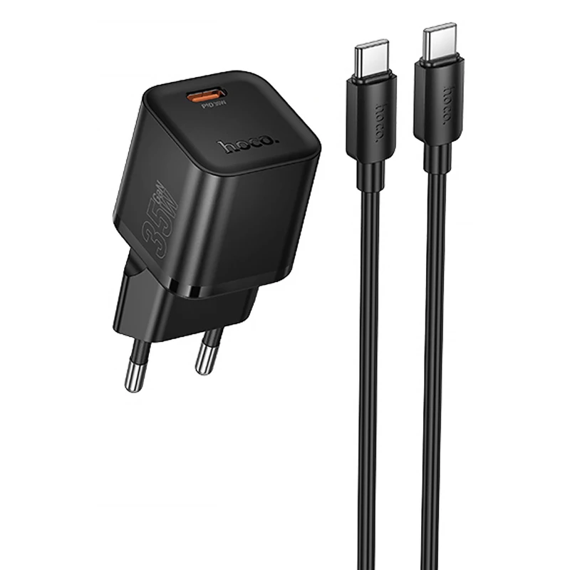 СЗУ Hoco N66 Ingenious PD35W (1USB-C) + кабель Type-C to Type-C – Black. Фото 1 из 5