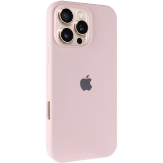Чехол Silicone Case с закрытым низом для Apple iPhone 16 Pro — Розовый / Chalk Pink