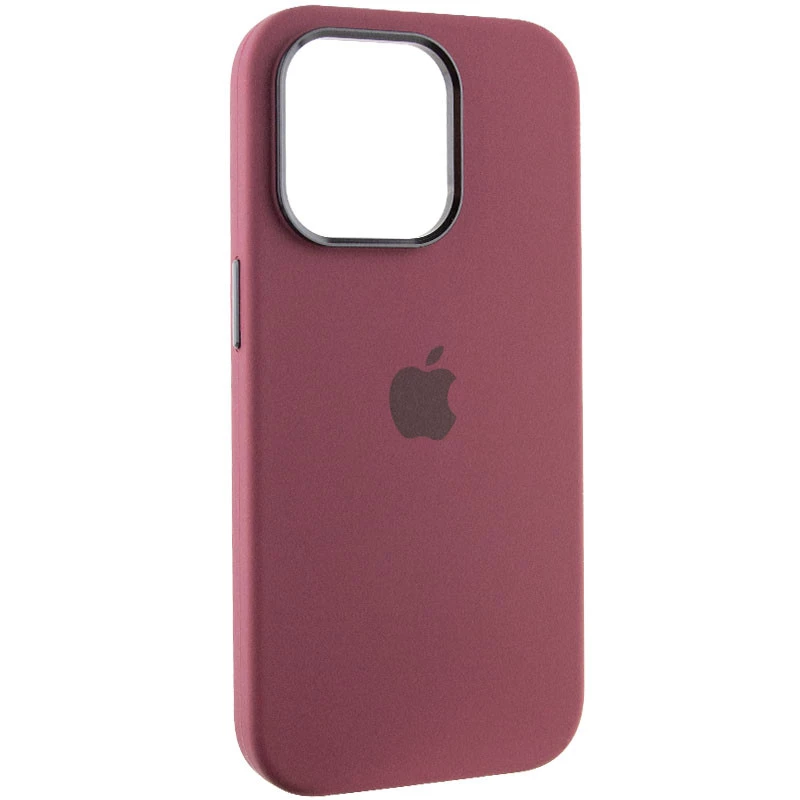 Чохол Silicone Case з металевими кнопками на Apple iPhone 13 Pro (6.1") – Бордовий / Plum. Фото 2 з 9