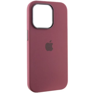 Чехол Silicone Case с металлическими кнопками для Apple iPhone 13 Pro (6.1") — Бордовый / Plum