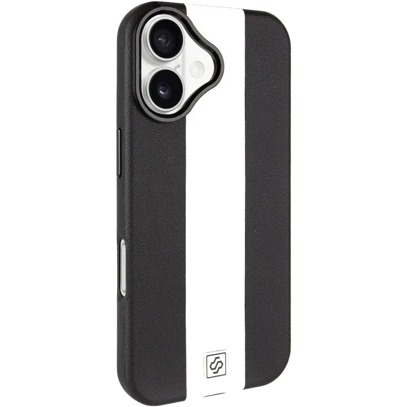 Кожаный чехол Rally with MagSafe для Apple iPhone 17 (6.3") – Black / White. Фото 2 из 6