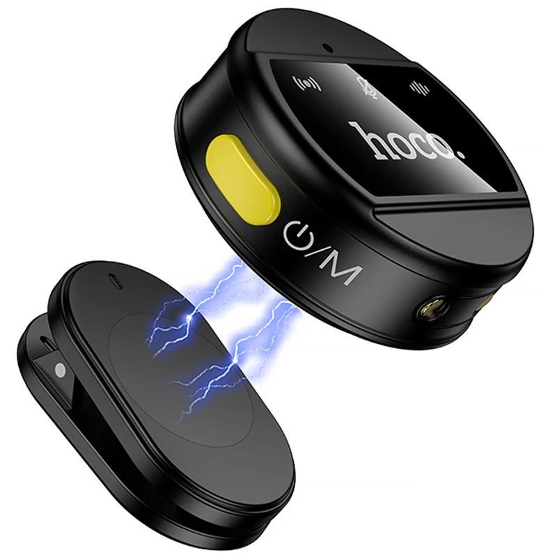 Петличний бездротовий мікрофон Hoco L22 Bright 2in1 (Lightning/Type-C) – Black. Фото 4 з 6