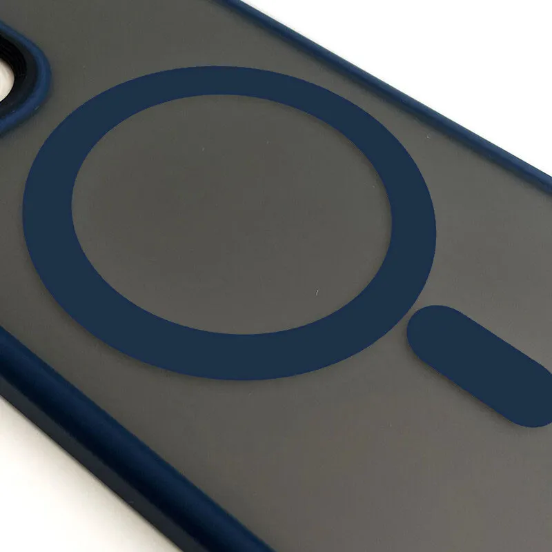 TPU+PC чохол Metal Buttons with Magnetic Fit для Apple iPhone 16 Pro – Синій / Navy Blue. Фото 4 з 9