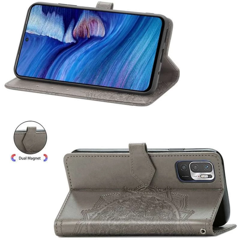 Кожаный чехол-книжка Art Case с визитницей для Xiaomi Redmi Note 10 5G – Серый. Фото 4 из 5