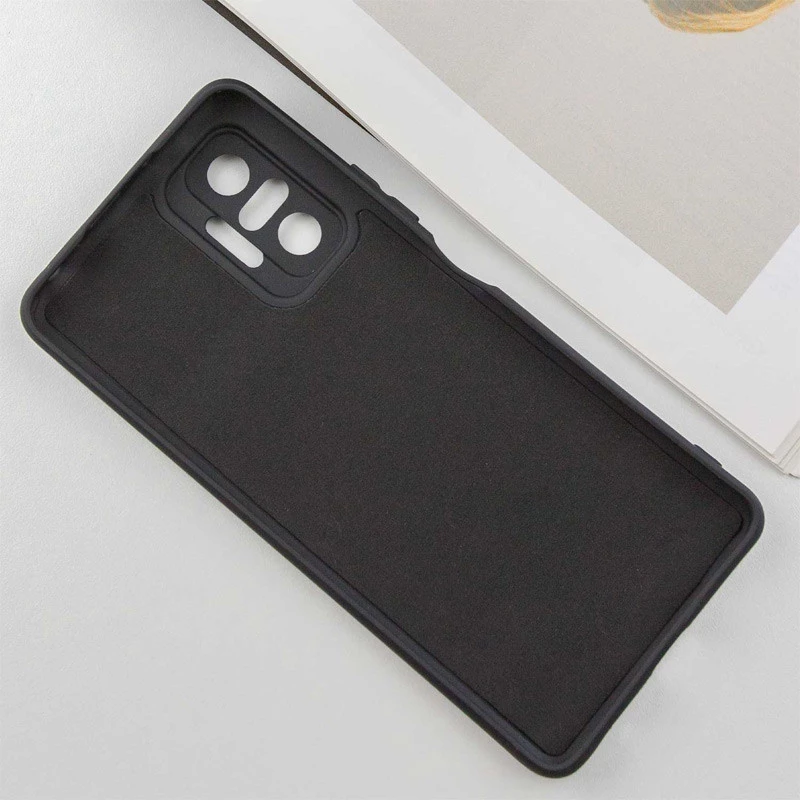 Цветной силиконовый чехол GETMAN с закрытой камерой на Xiaomi Redmi Note 10 Pro – Черный / Black. Фото 4 из 8