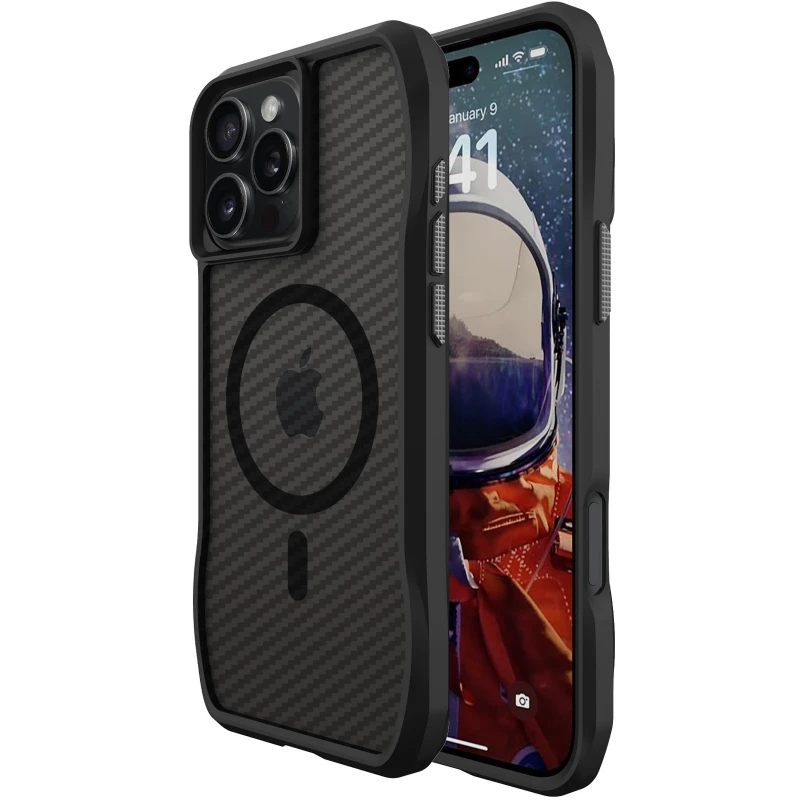 Чохол TPU Octagon with MagSafe для Apple iPhone 16 Pro – Carbon Black. Фото 2 з 3