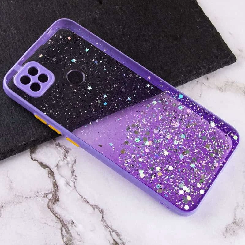 Чехол с блестками и защитой камеры для Xiaomi Redmi 9C – Сиреневый. Фото 2 из 3
