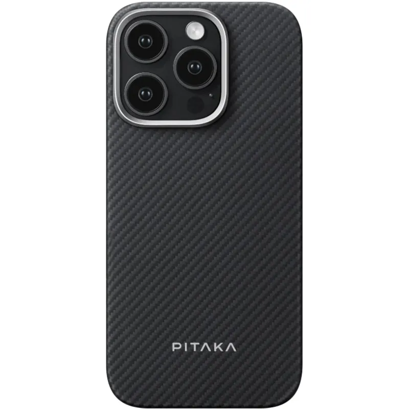 Чохол Aramid Fiber PTK Premium with MagSafe (NFC) для Apple iPhone 15 Pro (6.1") – Black / Grey. Фото 2 з 2
