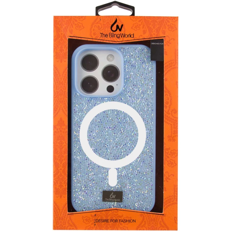 TPU чохол Bling World with MagSafe для Apple iPhone 14 Pro (6.1") – Light blue. Фото 2 з 2