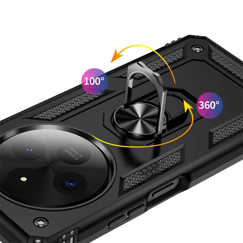 Протиударний чохол Serge Ring з кільцем на Xiaomi Redmi 14C / Poco C75 – Чорний. Фото 5 з 6